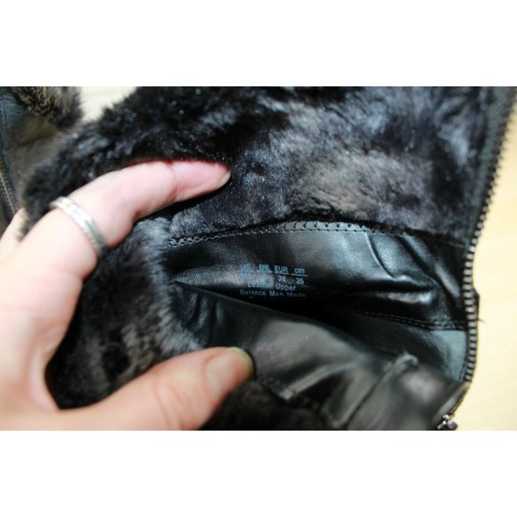 Franco Sarto Anorak Black Leather Faux Fur Back Zip Winter Wedge Boots Size 9 M - Picture 7 of 9
